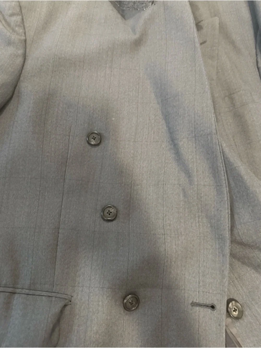 Burberrys' Mens Suit Blazer Sz 40R? 100% Wool Doublebreasted Textured Gray Plaid